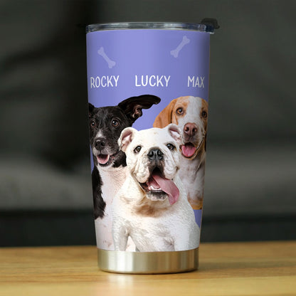 Custom Name Pet Portrait Tumbler, Stainless Steel 20oz Dog & Cat Travel Mug with Straw, Custom 1-3 Pets Photo Tumbler, Gift for Pet Lover/Pet Owner