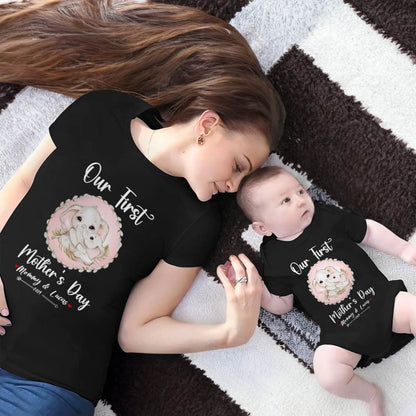 Our First Mother's Day Mom and Baby Set/Matching Shirt, Mummy and Baby Gift, Mama Baby Elephants, T-shirt Bodysuit Romper Babygrow Vest Set, New Mom Gift, Mother's Day Gift