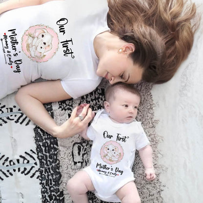 Our First Mother's Day Mom and Baby Set/Matching Shirt, Mummy and Baby Gift, Mama Baby Elephants, T-shirt Bodysuit Romper Babygrow Vest Set, New Mom Gift, Mother's Day Gift