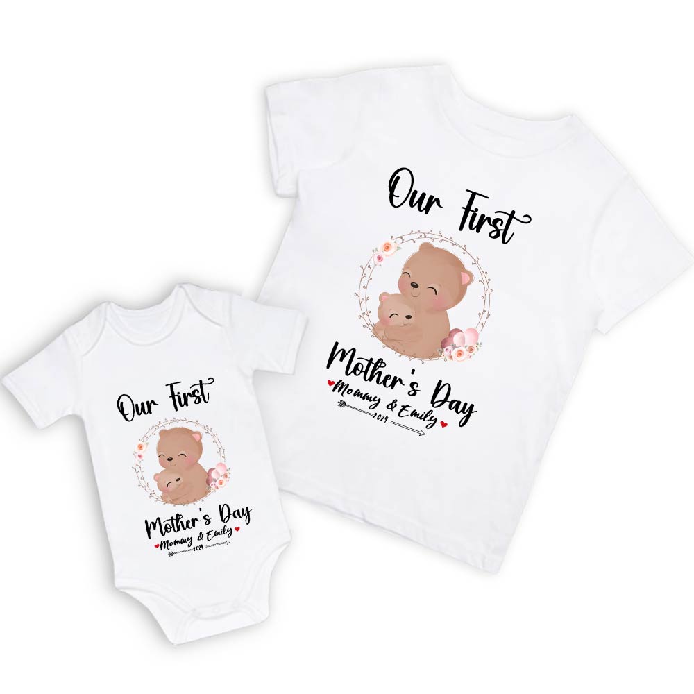 Our First Mother's Day Mom and Baby Set/Matching Shirt, Mummy and Baby Gift, Mama Baby Bears, T-shirt Bodysuit Romper Babygrow Vest Set, New Mom Gift, Mother's Day Gift
