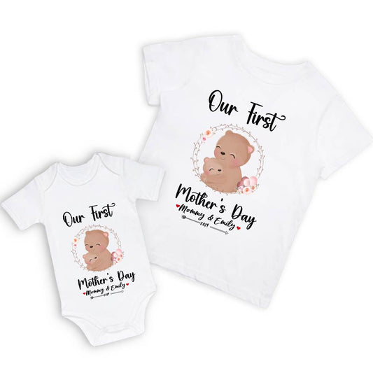 Our First Mother's Day Mom and Baby Set/Matching Shirt, Mummy and Baby Gift, Mama Baby Bears, T-shirt Bodysuit Romper Babygrow Vest Set, New Mom Gift, Mother's Day Gift