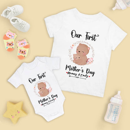 Our First Mother's Day Mom and Baby Set/Matching Shirt, Mummy and Baby Gift, Mama Baby Bears, T-shirt Bodysuit Romper Babygrow Vest Set, New Mom Gift, Mother's Day Gift