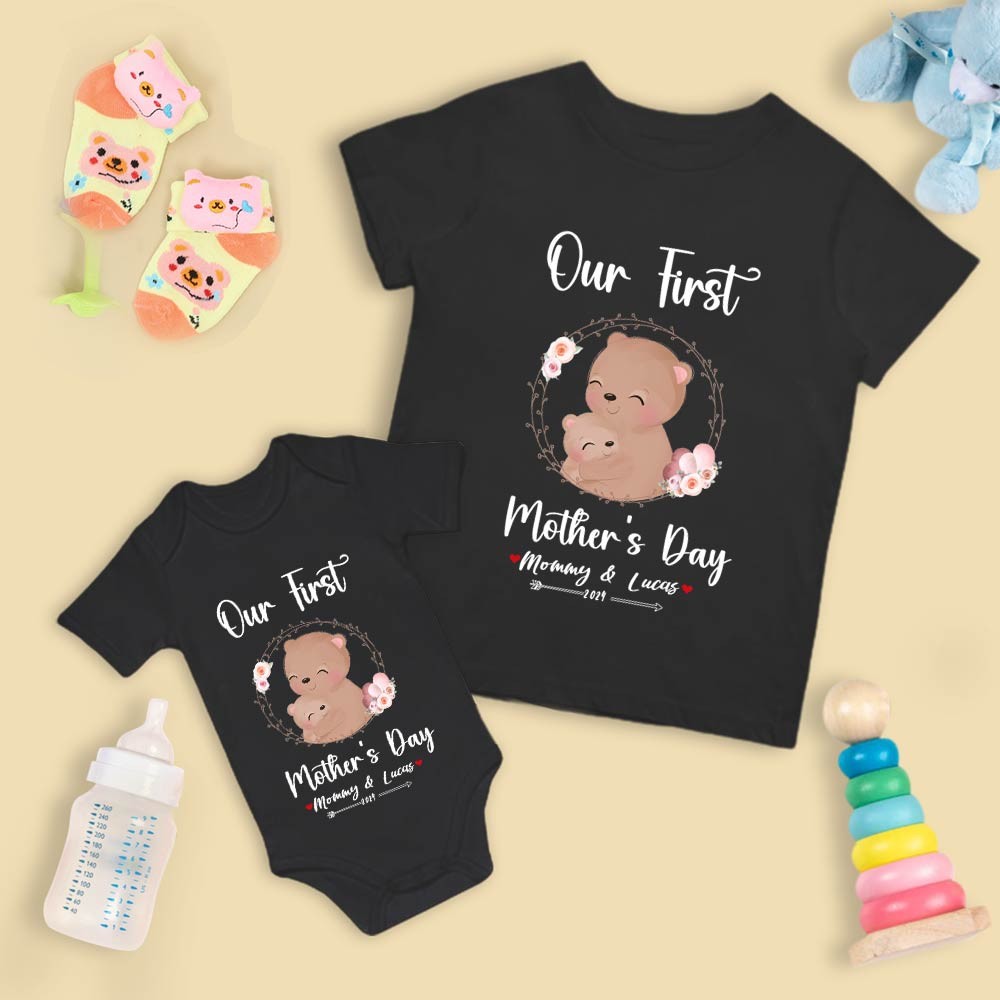 Our First Mother's Day Mom and Baby Set/Matching Shirt, Mummy and Baby Gift, Mama Baby Bears, T-shirt Bodysuit Romper Babygrow Vest Set, New Mom Gift, Mother's Day Gift