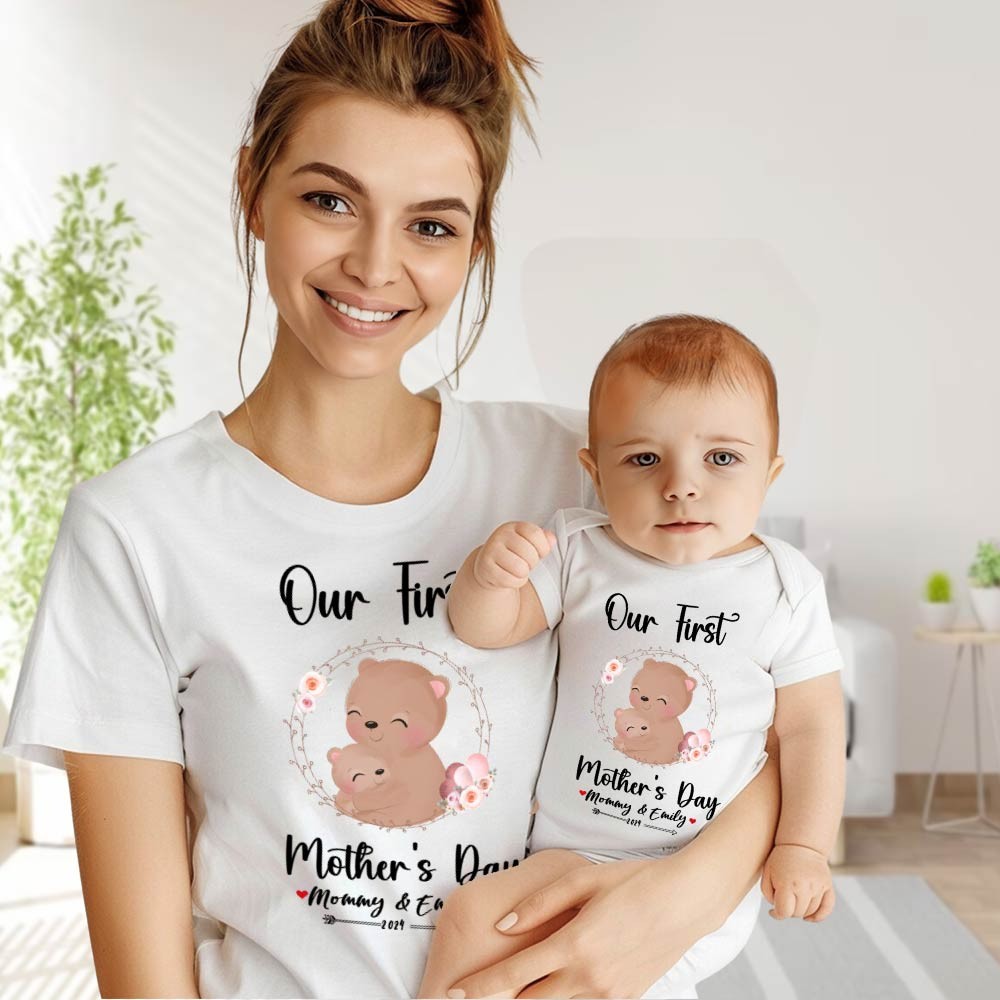 Our First Mother's Day Mom and Baby Set/Matching Shirt, Mummy and Baby Gift, Mama Baby Bears, T-shirt Bodysuit Romper Babygrow Vest Set, New Mom Gift, Mother's Day Gift