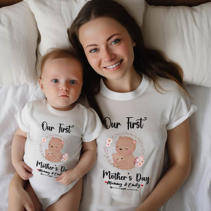 Our First Mother's Day Mom and Baby Set/Matching Shirt, Mummy and Baby Gift, Mama Baby Bears, T-shirt Bodysuit Romper Babygrow Vest Set, New Mom Gift, Mother's Day Gift