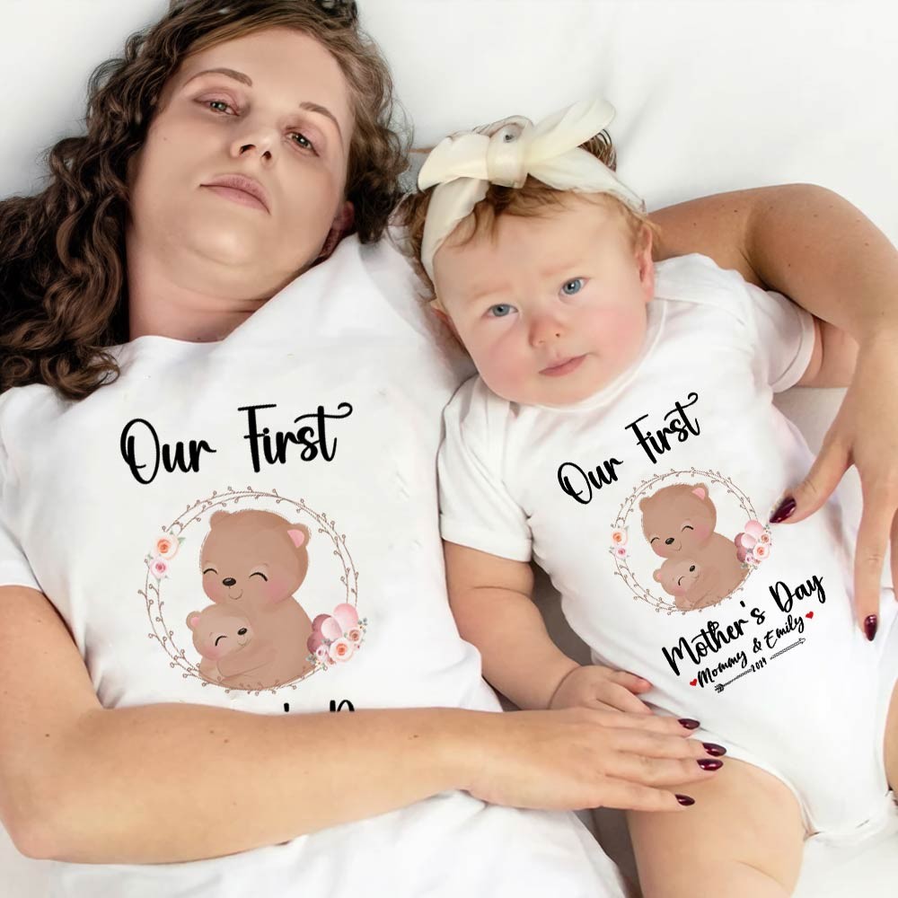 Our First Mother's Day Mom and Baby Set/Matching Shirt, Mummy and Baby Gift, Mama Baby Bears, T-shirt Bodysuit Romper Babygrow Vest Set, New Mom Gift, Mother's Day Gift
