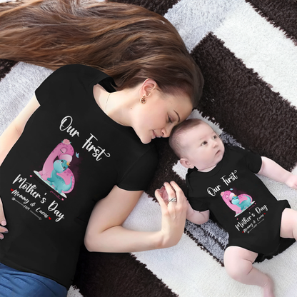 Our First Mother's Day Mom and Baby Set/Matching Shirt, Mummy and Baby Gift, Mama Baby Dinosaurs, T-shirt Bodysuit Romper Babygrow Vest Set, New Mom Gift, Mother's Day Gift