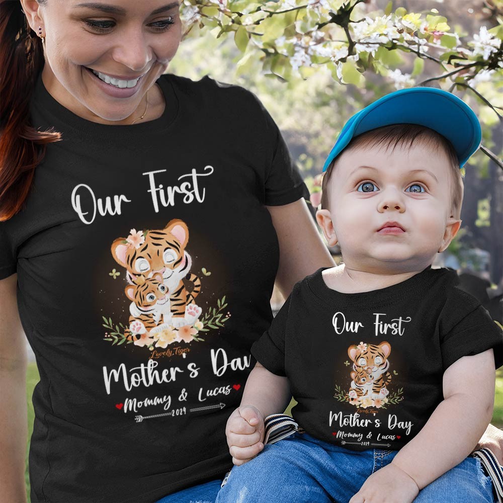 Our First Mother's Day Mom and Baby Set/Matching Shirt, Mummy and Baby Gift, Mama Baby Tigers, T-shirt Bodysuit Romper Babygrow Vest Set, New Mom Gift, Mother's Day Gift