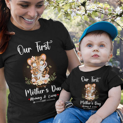 Our First Mother's Day Mom and Baby Set/Matching Shirt, Mummy and Baby Gift, Mama Baby Tigers, T-shirt Bodysuit Romper Babygrow Vest Set, New Mom Gift, Mother's Day Gift