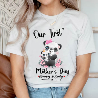 Our First Mother's Day Mom and Baby Set/Matching Shirt, Mummy and Baby Gift, Mama Baby Pandas, T-shirt Bodysuit Romper Babygrow Vest Set, New Mom Gift, Mother's Day Gift