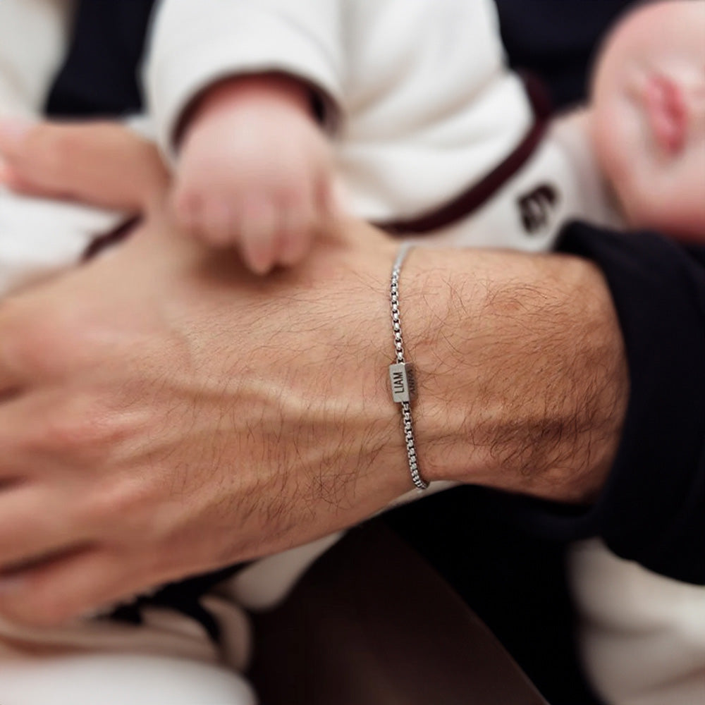Personalized Dad Bar Bracelet with Kids Name, Custom Family Name Bracelet, Men's Jewelry, Birthday/Anniversary/Father's Day Gift for Dad/Grandpa