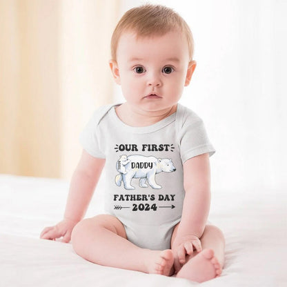 Personalized Daddy Polar Bear & Baby Polar Bear T-Shirt, Our First Father's Day Shirt, Polar Bear Shirts, Cotton Matching Shirt, Gift for Dad/Newborn
