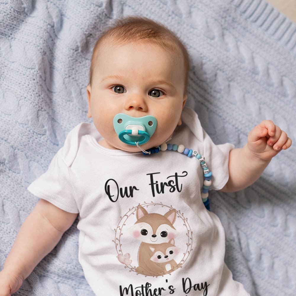 Our First Mother's Day Mom and Baby Set/Matching Shirt, Mummy and Baby Gift, Mama Baby Foxes, T-shirt Bodysuit Romper Babygrow Vest Set, New Mom Gift, Mother's Day Gift