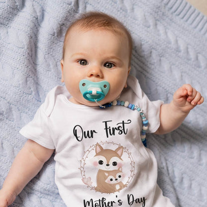 Our First Mother's Day Mom and Baby Set/Matching Shirt, Mummy and Baby Gift, Mama Baby Foxes, T-shirt Bodysuit Romper Babygrow Vest Set, New Mom Gift, Mother's Day Gift