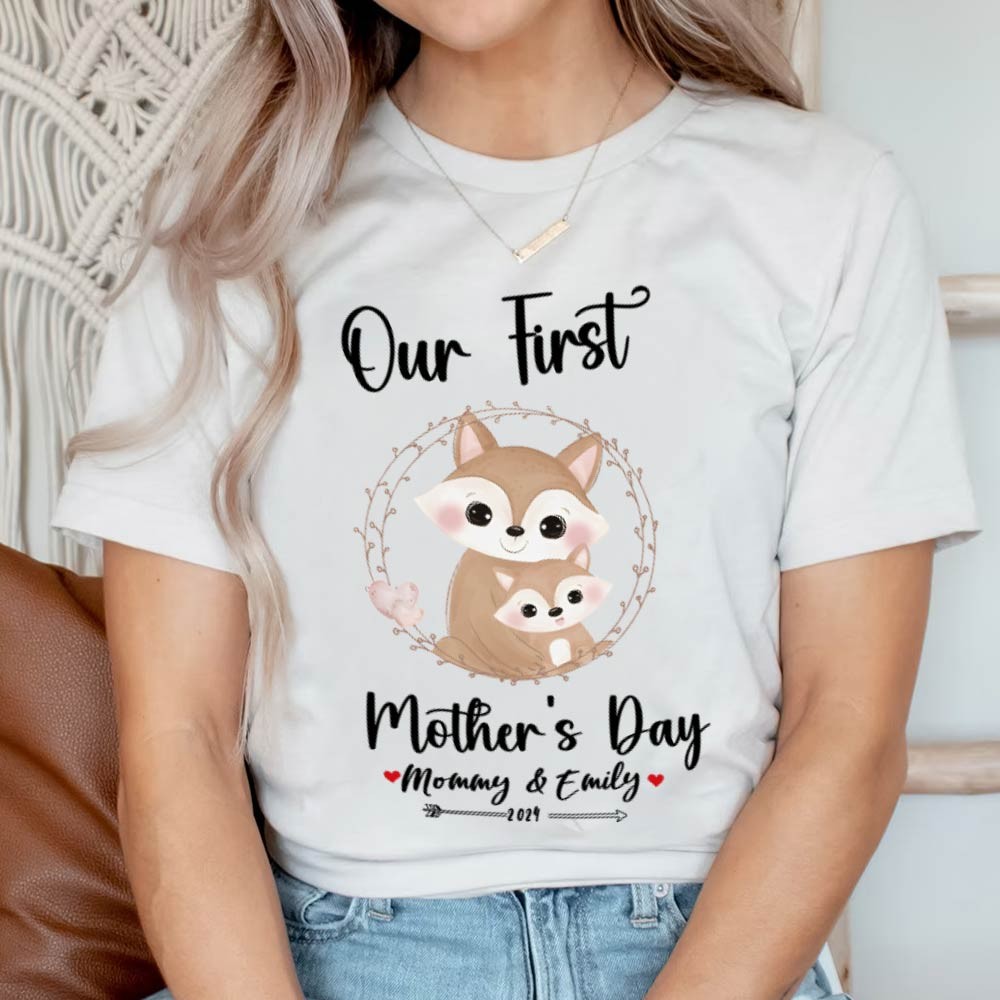 Our First Mother's Day Mom and Baby Set/Matching Shirt, Mummy and Baby Gift, Mama Baby Foxes, T-shirt Bodysuit Romper Babygrow Vest Set, New Mom Gift, Mother's Day Gift