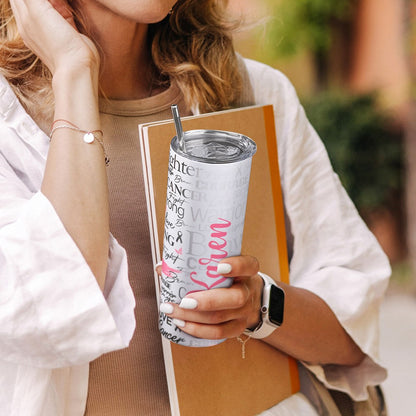 Custom Name Breast Cancer Awareness Skinny Tumbler, Breast Cancer Warrior Tumbler, Breast Cancer Awareness Month Gift, Cancer Survivor Gifts for Women