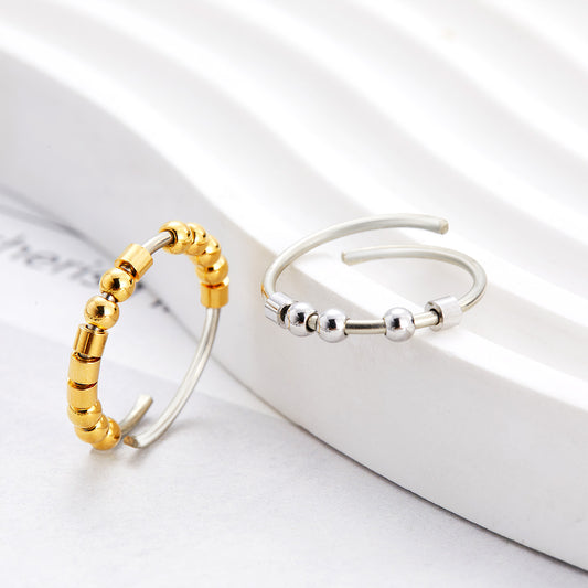 Personalized Fidget Ring with Morse Code, Anti Anxiety Spinner Ring, Adjustable Ring, Stainless Steel/Sterling Silver Jewelry, Gift for Friends