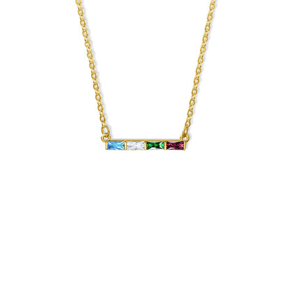 Personalized Rectangular Birthstones Pendant Necklace, Family Birthstones Necklace, Sterling Silver 925 Jewelry, Birthday/Mother's Day Gift for Women