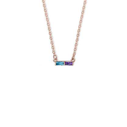 Personalized Rectangular Birthstones Pendant Necklace, Family Birthstones Necklace, Sterling Silver 925 Jewelry, Birthday/Mother's Day Gift for Women
