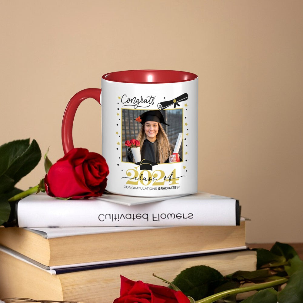 Personalized Photo Graduation Mug Class of 2024, Customized 11oz Coffee Cup for Graduation Party, Graduation Souvenir Gift for Graduate/Master/College