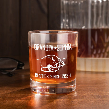 Personalized Dad and Son Fist Whiskey Glass, Custom Name 10oz Bourbon Old Fashioned Glass, Bartender Gift, Father's Day Gift for Dad/Grandpa/Husband