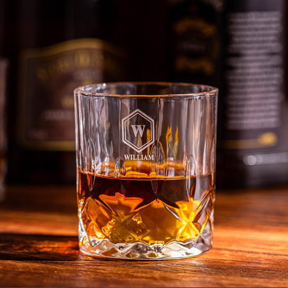 Personalized Name Engraved Whiskey Glass, 10oz Bourbon Whiskey Wine Glass, Alcohol Gift for Whiskey Drinker, Father's Day Gift for Dad/Groomsman/Men