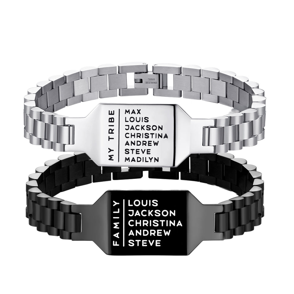 Personalized Family ID Bracelet, Dad's Bracelet with Kids' Names, Men's Jewelry, Birthday/Father's Day/Anniversary Gift for Father/Husband/Him/Grandpa
