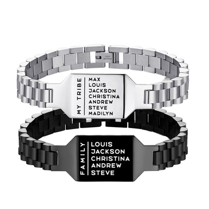 Personalized Family ID Bracelet, Dad's Bracelet with Kids' Names, Men's Jewelry, Birthday/Father's Day/Anniversary Gift for Father/Husband/Him/Grandpa