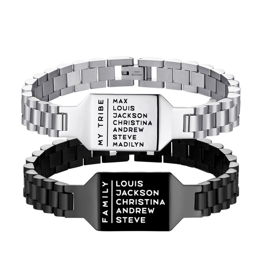 Personalized Family ID Bracelet, Dad's Bracelet with Kids' Names, Men's Jewelry, Birthday/Father's Day/Anniversary Gift for Father/Husband/Him/Grandpa