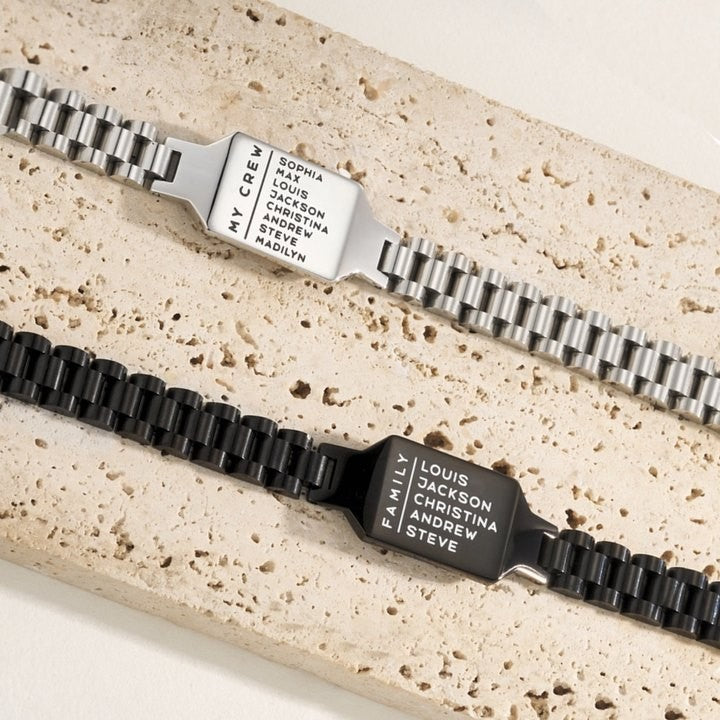 Personalized Family ID Bracelet, Dad's Bracelet with Kids' Names, Men's Jewelry, Birthday/Father's Day/Anniversary Gift for Father/Husband/Him/Grandpa