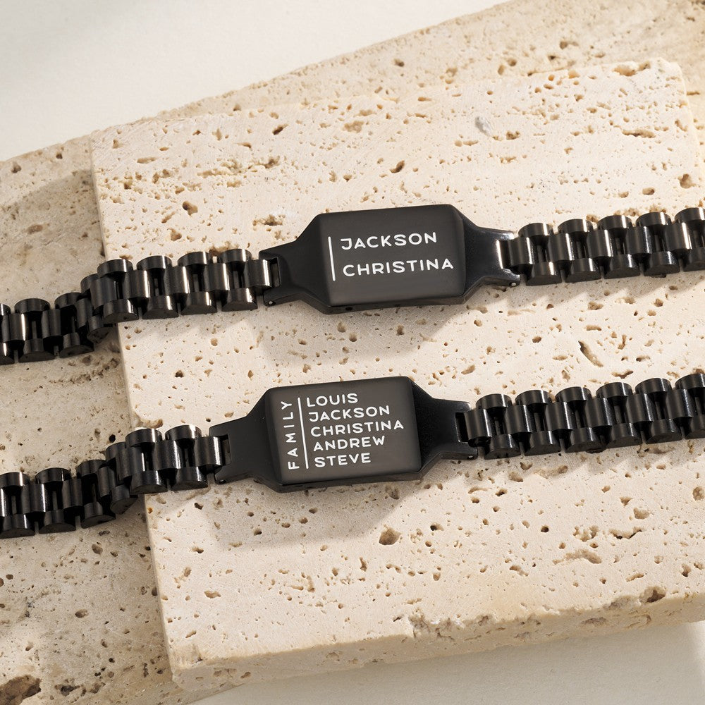 Personalized Family ID Bracelet, Dad's Bracelet with Kids' Names, Men's Jewelry, Birthday/Father's Day/Anniversary Gift for Father/Husband/Him/Grandpa