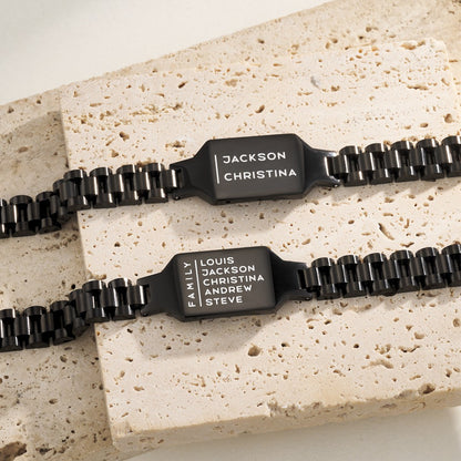 Personalized Family ID Bracelet, Dad's Bracelet with Kids' Names, Men's Jewelry, Birthday/Father's Day/Anniversary Gift for Father/Husband/Him/Grandpa