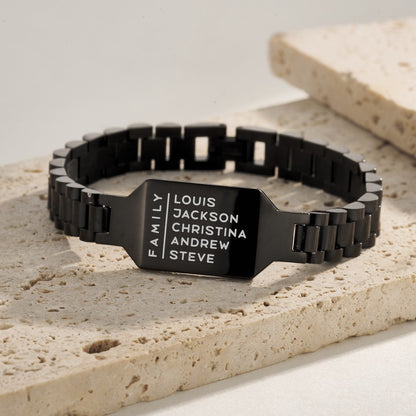 Personalized Family ID Bracelet, Dad's Bracelet with Kids' Names, Men's Jewelry, Birthday/Father's Day/Anniversary Gift for Father/Husband/Him/Grandpa