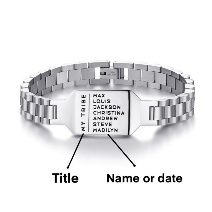 Personalized Family ID Bracelet, Dad's Bracelet with Kids' Names, Men's Jewelry, Birthday/Father's Day/Anniversary Gift for Father/Husband/Him/Grandpa