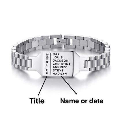 Personalized Family ID Bracelet, Dad's Bracelet with Kids' Names, Men's Jewelry, Birthday/Father's Day/Anniversary Gift for Father/Husband/Him/Grandpa