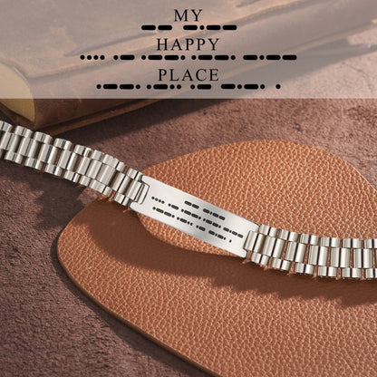 Custom Engraved Morse Code Men's Bracelet, Personalized Secret Message Bracelet, Birthday/Father's Day/Anniversary Gift for Father/Husband/Him/Grandpa