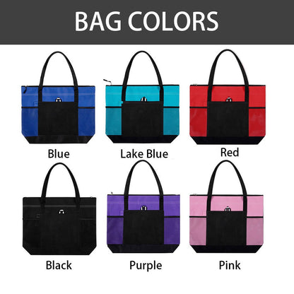 Personalized Name Birth Flower Tote Bag, Large Capacity Canvas Tote Bag with Mesh Pocket, Women's Shopping Bag, Birthday/Mother's Day Gift for Her/Mom