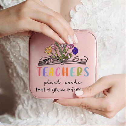 Custom Book Birth Flower Teacher's Jewelry Box, Teachers Plant Seeds That Grow Forever Jewelry Case, Teacher's Day/Appreciation Gift for Teachers