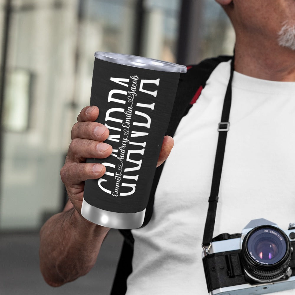 Custom Dad's Tumbler with Kids' Name, Stainless Steel 20oz Travel Mug, Dad Nutrition Facts Tumbler, Father's Day/Birthday Gift for Dad/Grandpa/Him