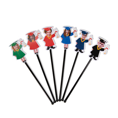 (Set of 15pcs)Personalized Face Photo Graduation Drink Stirrer, Funny Swizzle Stick for Graduation Party Decor, Gift for Graduate/College/Classmate