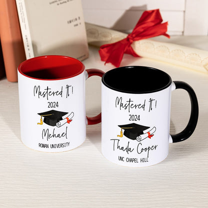 Personalized Master's Degree 11oz Two Tone Ceramic Mug with Name and Year, Class of 2024 Master College Graduate Keepsake, Graduation Gift for Her/Him