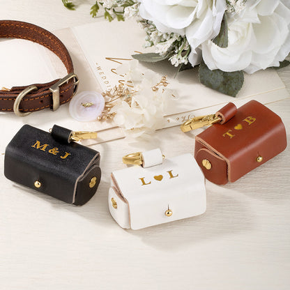 Custom Initial Wedding Ring Bearer Pouch for Dogs, Wedding Ring Box for Dog Collars, Wedding Ring Holder for Pet, Wedding Gift for Newlyweds/Couple