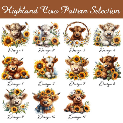 Personalized Name Sunflower Highland Cow Jewelry Box, PU Leather Travel Jewelry Case, Birthday/Mother's Day Gift for Women/Girls/Highland Cow Lover