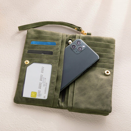 Personalized Name Birth Flower Leather Wallet, Custom Monogram Wallet with Coin Holder & Wrist Strap, Birthday/Christmas Gift for Woman/Mom/Her