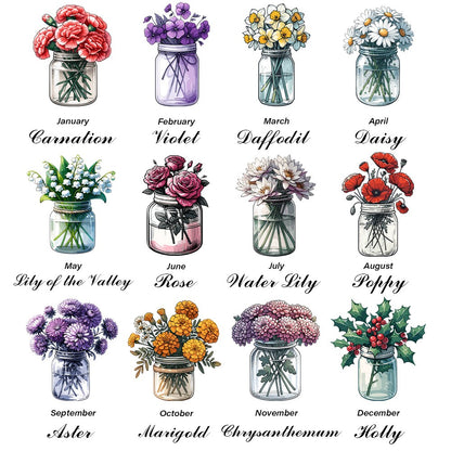 Personalized Name & Birth Flower Pattern Jewelry Box, PU Leather Retro Jewelry Storage Box, Christmas/Birthday/Bridal Gift for Mom/Girls/Bridesmaids
