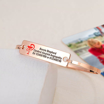 Custom Engraved Medical Alert ID Bracelet, Brass ID Tag Bracelet, Medical Allergy Bracelet, Emergency Survival Wristband, Gift for Men/Women