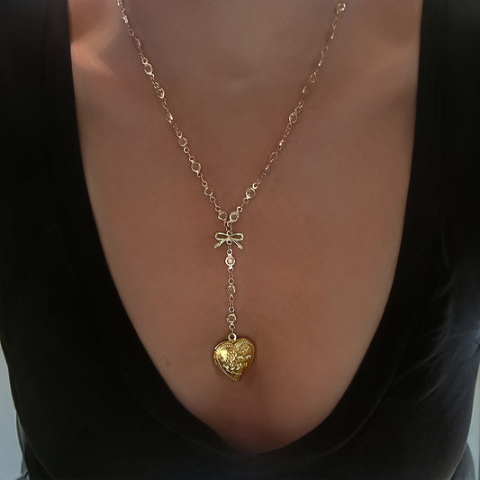 Personalized Heart Bow Locket Necklace with Photo, Custom Memorial Photo Box Necklace, Sterling Silver Jewelry, Birthday/Christmas Gift for Woman/Her