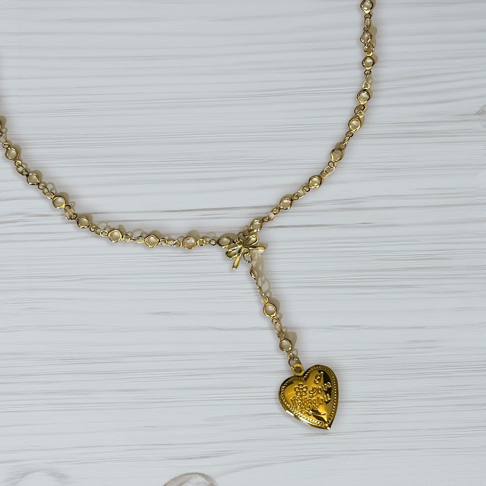 Personalized Heart Bow Locket Necklace with Photo, Custom Memorial Photo Box Necklace, Sterling Silver Jewelry, Birthday/Christmas Gift for Woman/Her