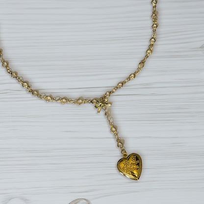 Personalized Heart Bow Locket Necklace with Photo, Custom Memorial Photo Box Necklace, Sterling Silver Jewelry, Birthday/Christmas Gift for Woman/Her