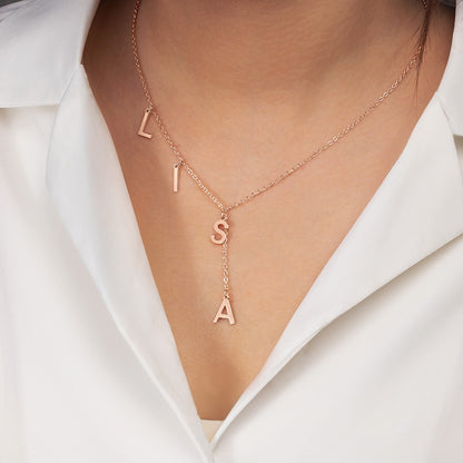 Custom Initials Lariat Name Necklace, Sterling Silver 925 Letters Y Necklace, Women's Jewelry, Birthday/Anniversary/Mother's Day Gift for Her/Mom